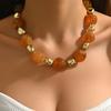 European and American Fashion Retro Irregular Resin Beaded Necklace Exquisite Versatile Temperament Geometric Sticker Neck Decoration Women