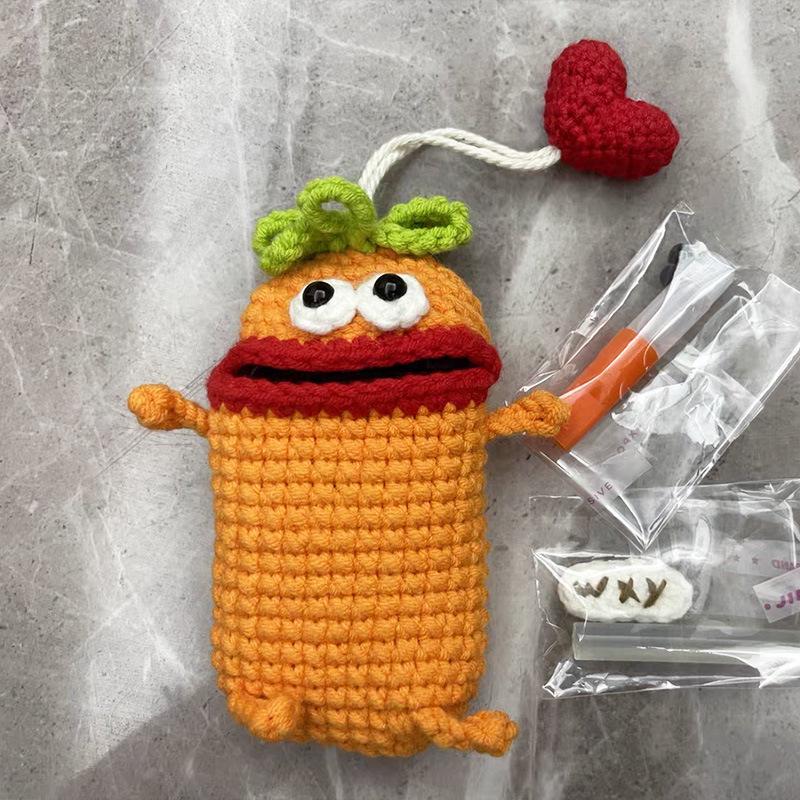 Customizable Wool Car Key Cover with Buckle and Key Pendant