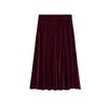 Spring New Women's Clothing Wave Swing Slimming Elegant Velvet High Waist Midi Skirt Skirt 0072158