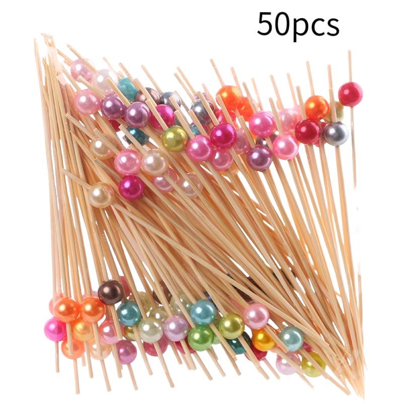 

50 шт. одноразовые бамбуковые фруктовые палочки художественные фруктовые палочки любовь цветение сливы пятиконечная звезда фруктовые палочки украшения для коктейлей бамбуковые палочки Colored pearls
