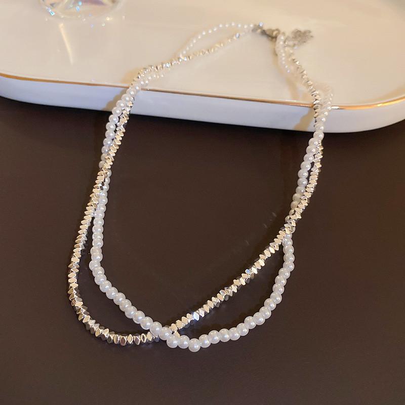 Colar Gota de Pérola Francês Vintage com Adornos de Zircônia para Mulheres Elegantes