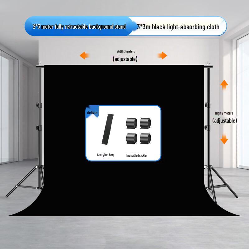 OLOEY Solid Black Photography Background Cloth