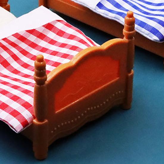 Dollhouse Bunk Bed Compact Lovely PVC Doll House Simulation Double Bed for Decoration