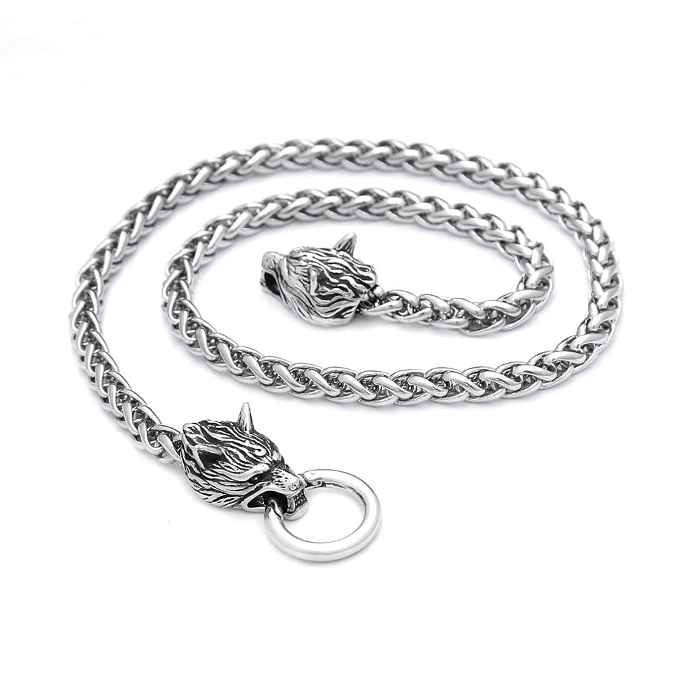 Vintage Domineering Viking Wolf Head Necklace 316L Stainless Steel Nordic Animal Pendant Odin Amulet Jewelry