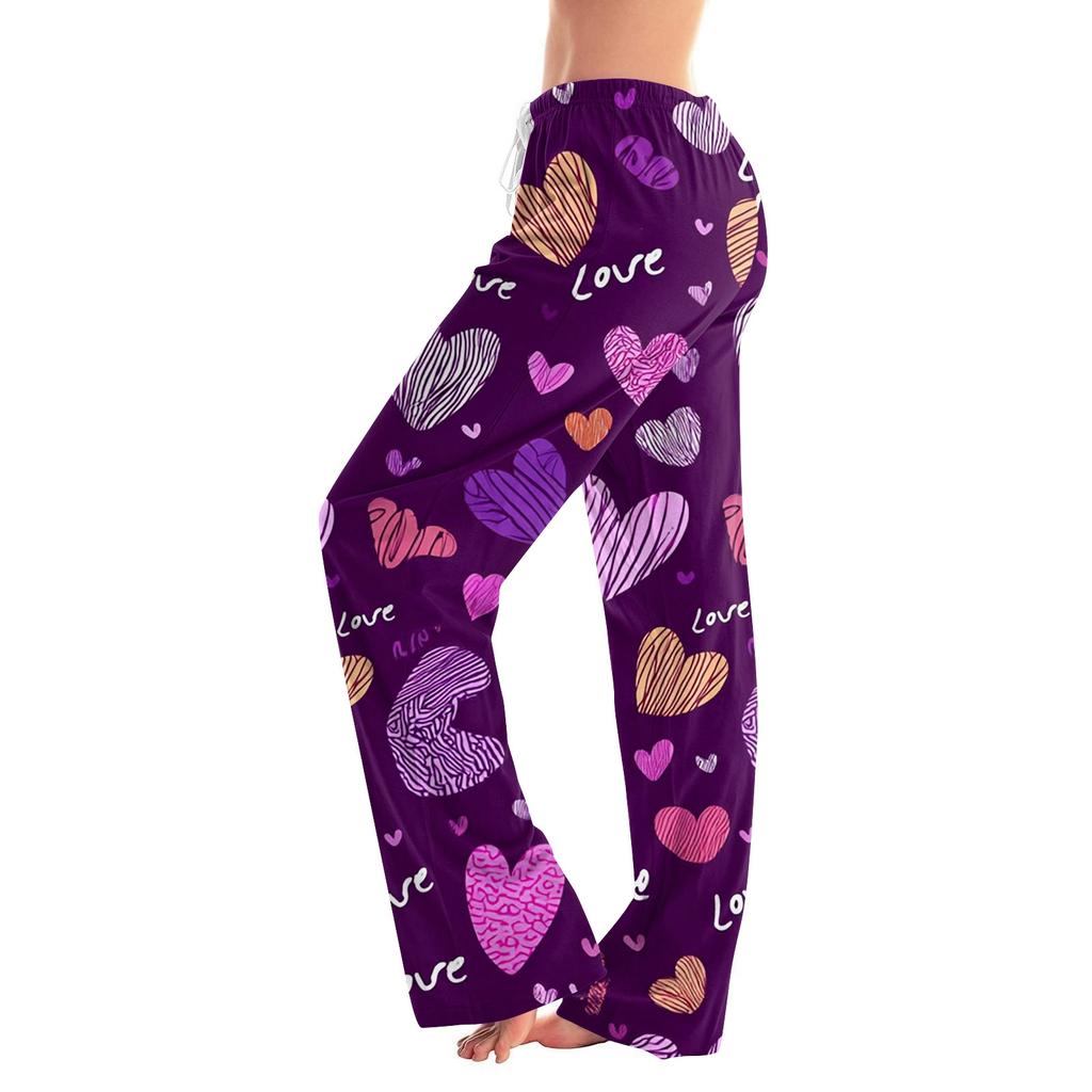 Women's Valentine's Day Heart,themed Casual Milk Silk Fleece Pants, Sleep Pants, Home Pants