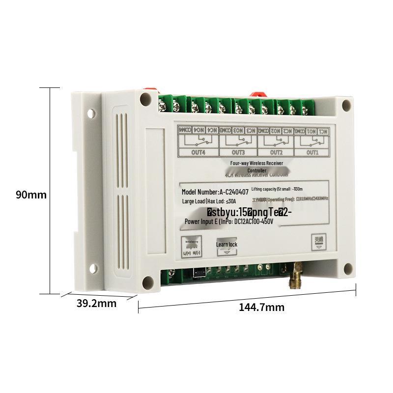 Wireless RF Remote Control Switch, 30A High Power Relay, 100V-400V, Jog, Self-Locking, Interlock.