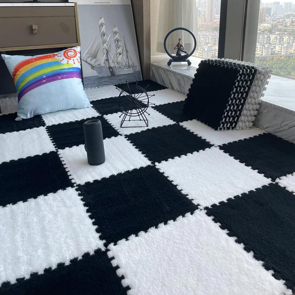 Měkká plyšová dětská podložka Dětské hračky Eva pěnový puzzle koberec Teplé dětské hrací podložky Proplétané koberce Dětský koberec 30*30*1cm