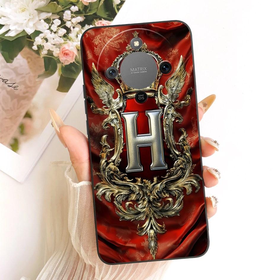 For Honor X9d Case MTN-NX1 Shockproof Cover Luxury Initial Letters Crown Soft Silicone Back Shell For HonorX9D Magic 8 Lite Capa