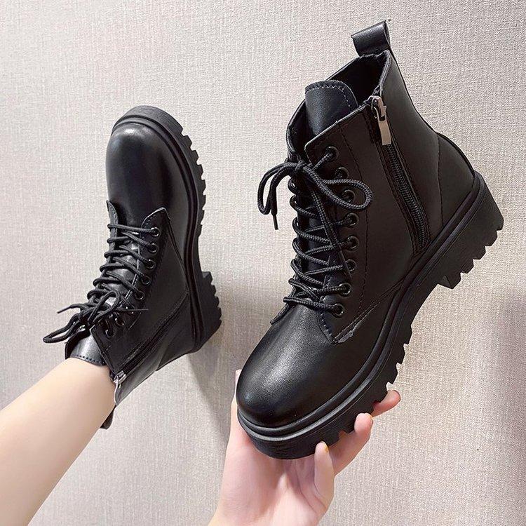 Martin Boots Women's 2026 New Products European and American Women's British Style Black Heightening Short Boots Foreign Trade Wholesale