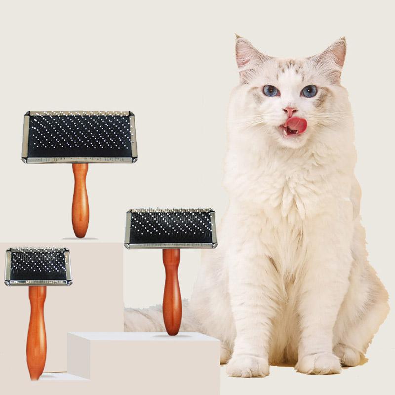Dog Comb Solid Wood Brush Pet Hair Remover Dog Grooming Brush Cat Hair Knot Combs Comfortable Handle Dogs Comb Pet Accessories