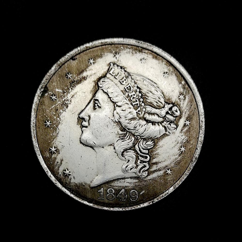 1849 Barber, antique, creative, decorative, coin, tourism crafts, retro, European and American souvenirs, metal ornaments, toys