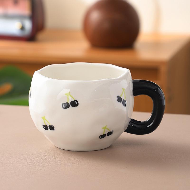Koreanischer Ins-Wind handgepresste Liebe Keramik-Kaffeetasse, Nachmittagstee handbemalte Blumentasse hochwertiger Wasserbecher