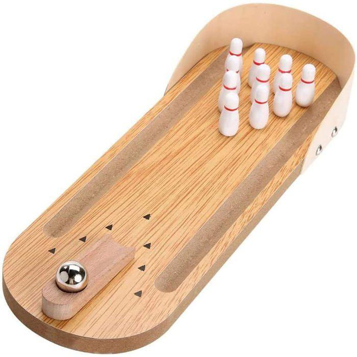 ®RisingFF Mini Bowling Game, Table Bowling Game with 10 Pins and Metal Bowling Ball