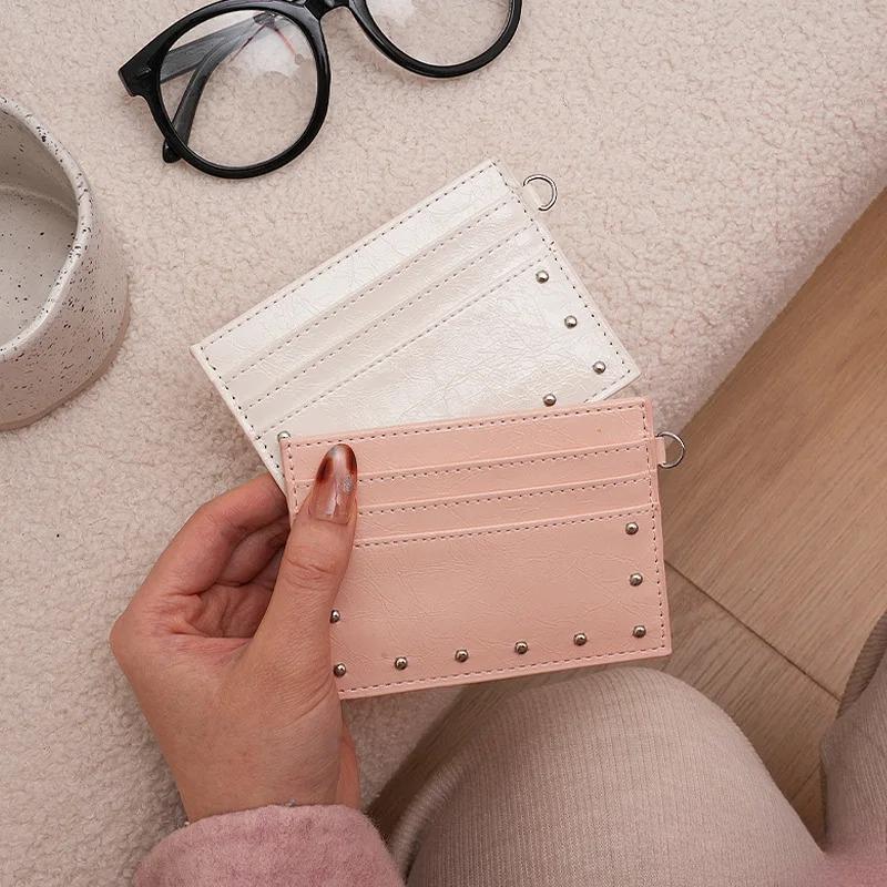 Ultra-dünner Mini-Kreditkartenhalter für Damen, kleine PU-Leder-Geldbörse, schlank, mit mehreren Kartenfächern, kompakte Münzbörse