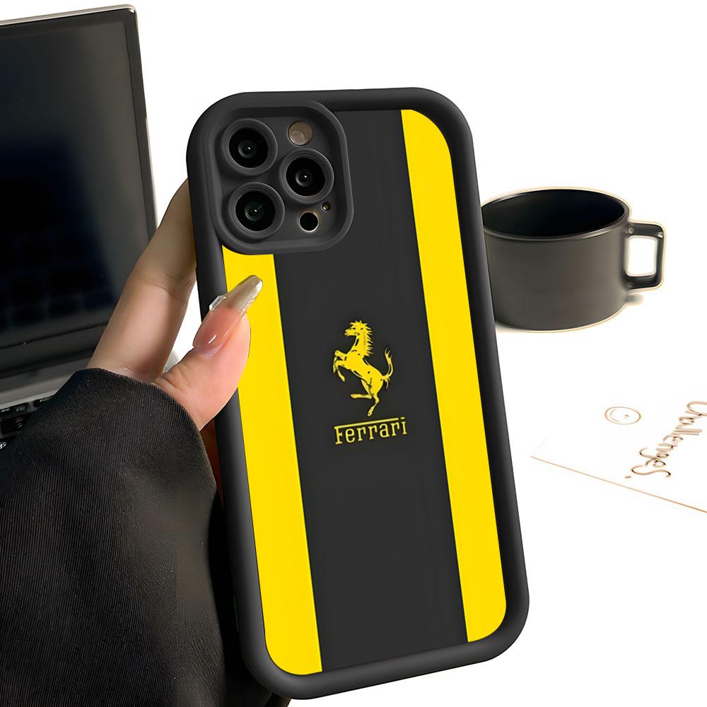 Luxury FerrariEs Sports Car Phone Case Simple Solid Color Frosted Silicone For IPhone 17 16 13 12 15 14 Promax Plus All Inclusi JG2