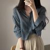 Trendy Hemdbluse Schlichtes, dünnes, einfarbiges Anti-UV-Shirt Anti-Verblassen-Shirt Top Damen Einfarbiges Sonnenschutz-Shirt Streetwear