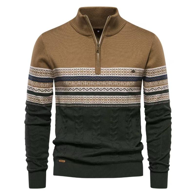 New Stand Collar Men's Pullover Half Zip Cotton