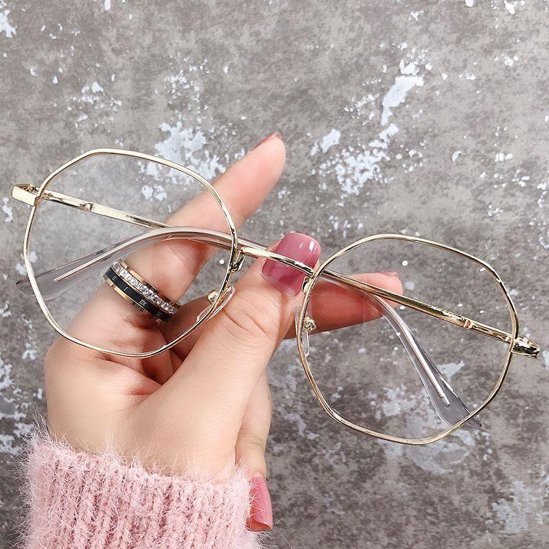 Student Metal Finished Myopia Glasses Octagonal Male Frame Personalized Polygon Anti-Blue Light Glasses Female Hair