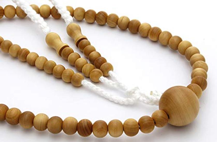 Soka Gakkai prayer made in solid cotton wooden SGI yellow yang for men beads, natural, Kyoto, boxwood, tassel, beads, (Tsuge)