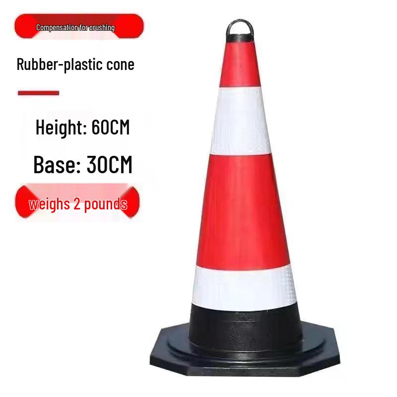 Reflective 90cm Rubber-Plastic Safety Cone with Ice Cream Handle for Road and Construction Use