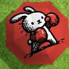 Adorable Lapin avec Balle Rouge: Design de parapluie unique - Parfait pour les aventures en plein air, Essentiels de voyage 001