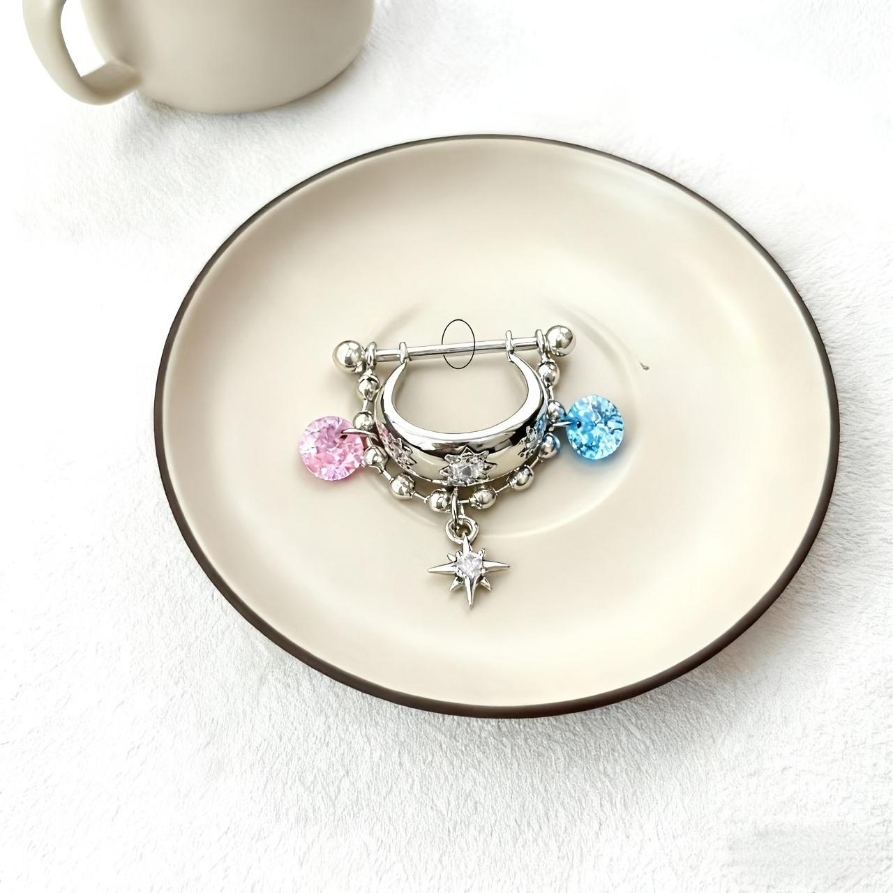 

1PC Cute Shining Star Water Droplets Inlaid with Zirconium Women s Earbone Nails//ear Buckles/high Earlobe Nails, Suitable for Daily Wear срібний