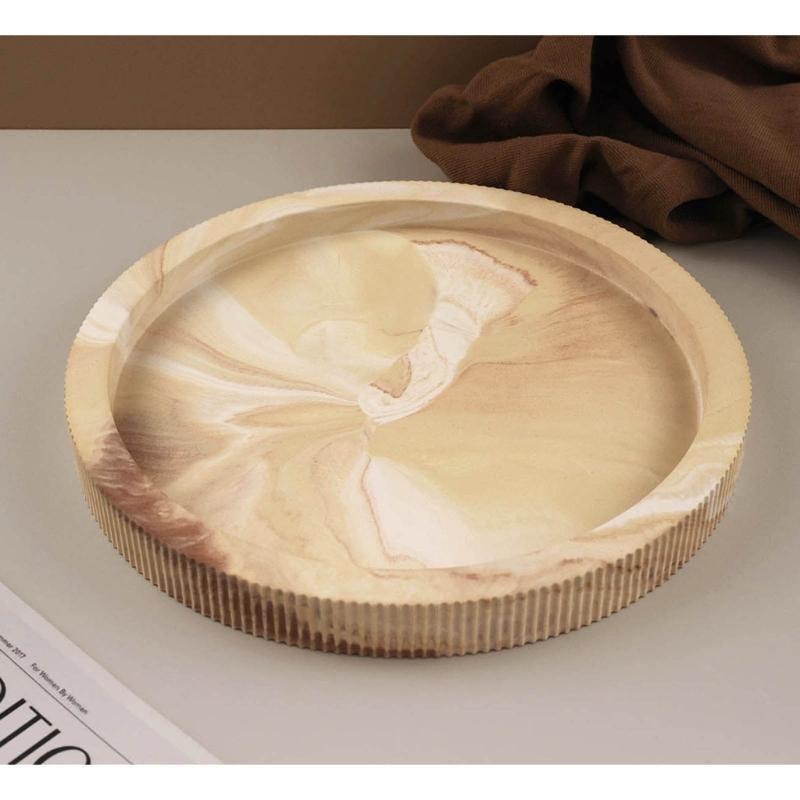 Stripe Round Dish Mold Concrete Casting Mold Flowerpot Base Silicone Mold DIY Gypsum Crafts Tray Tool Easy to Use