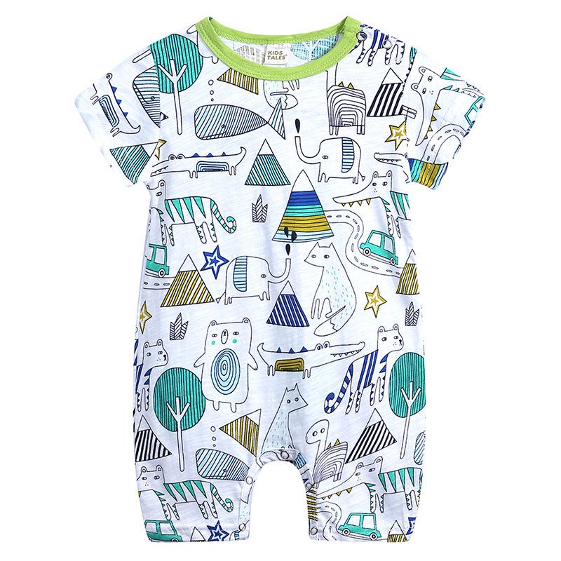 Summer Baby Short Sleeve Romper 0-24 Months Breathable Ribbed Cotton 59