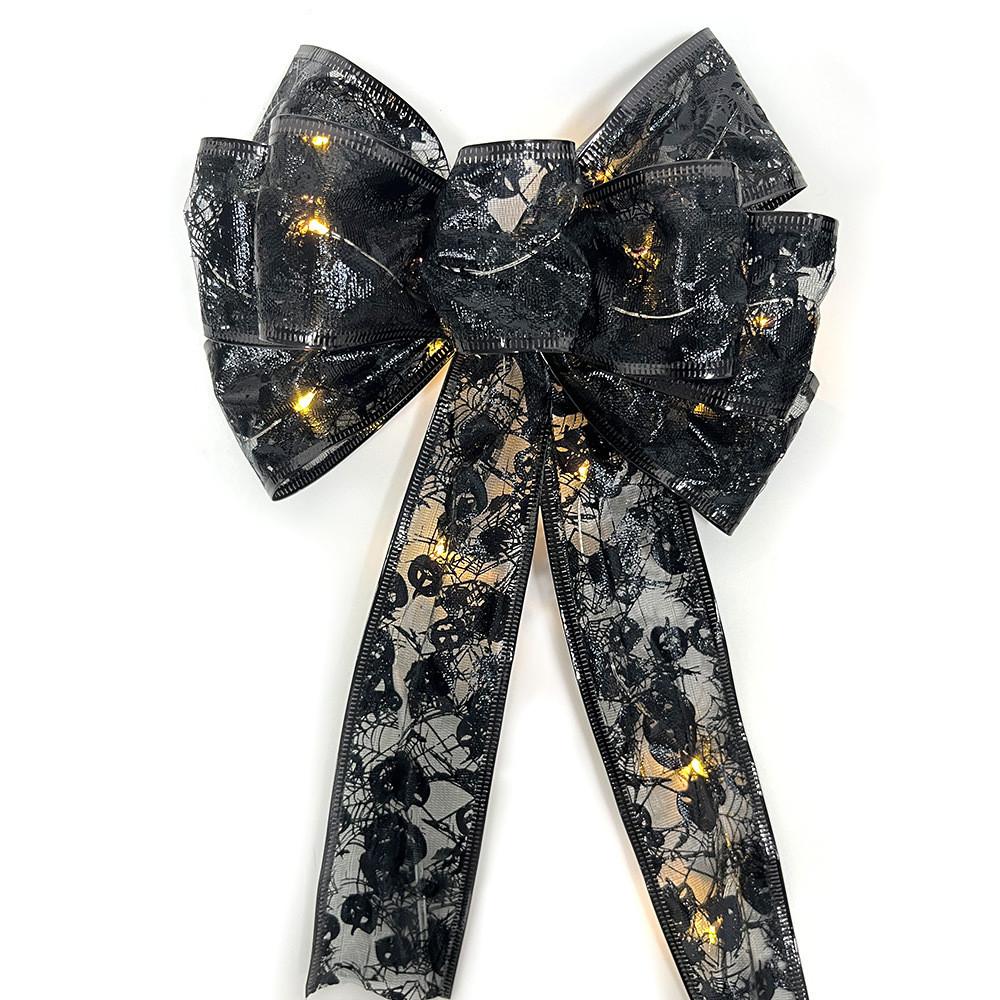 Halloween Stunning Bow Decoration With Glowing Skeleton And Pumpkin Designs For Parties Festive