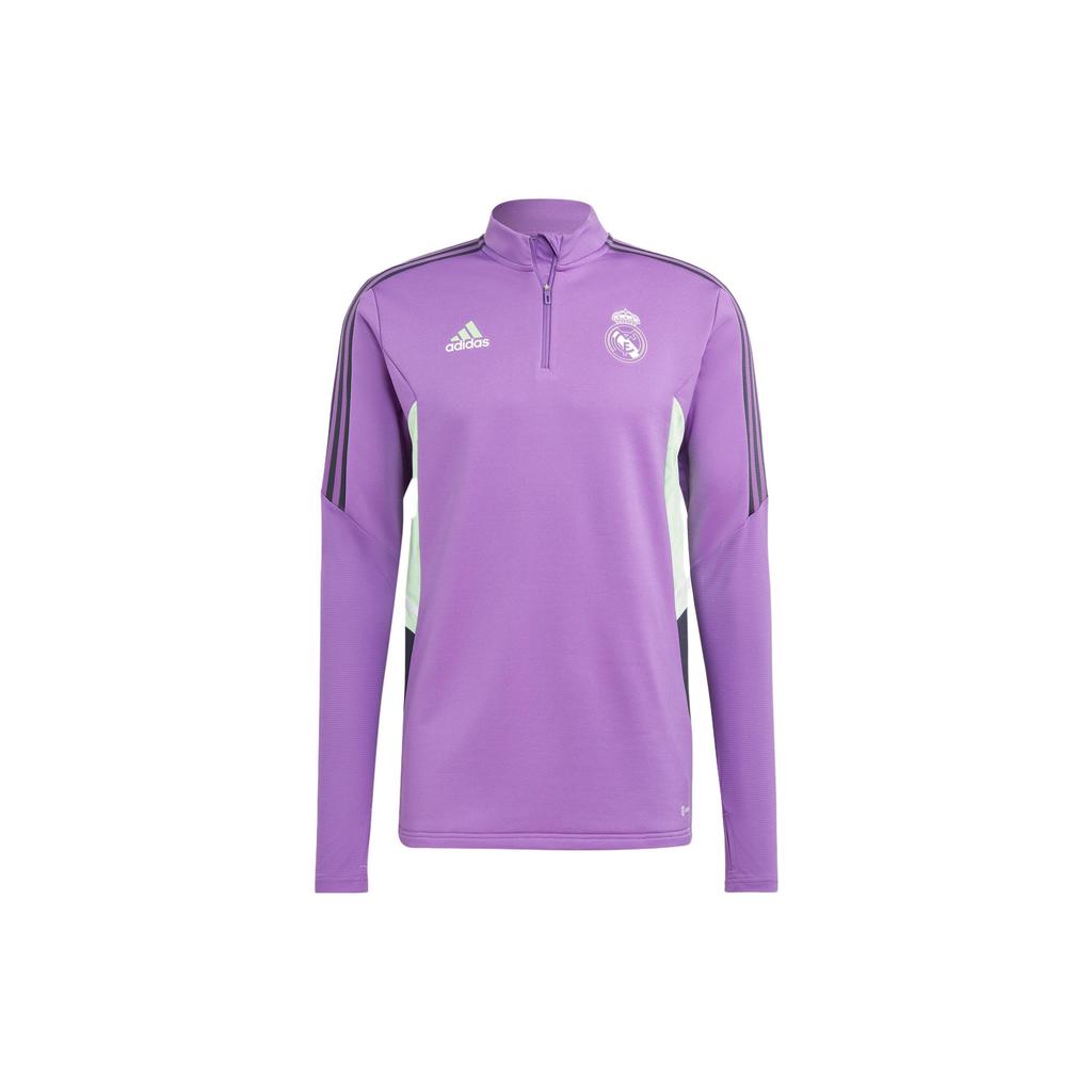 Adidas Real Madrid Condivo 22 Training Half-Zip Long Sleeve Top Men Tops Bright-Purple HT8803