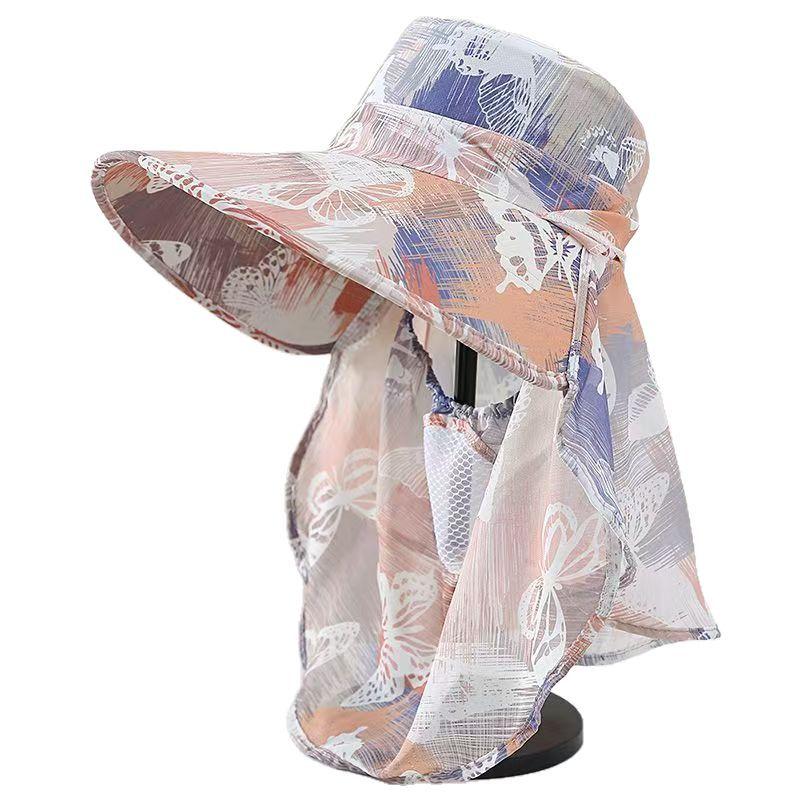 Summer sun protection hat for women, face mask, sun hat, face covering, UV protection, outdoor cycling wide-brimmed hat
