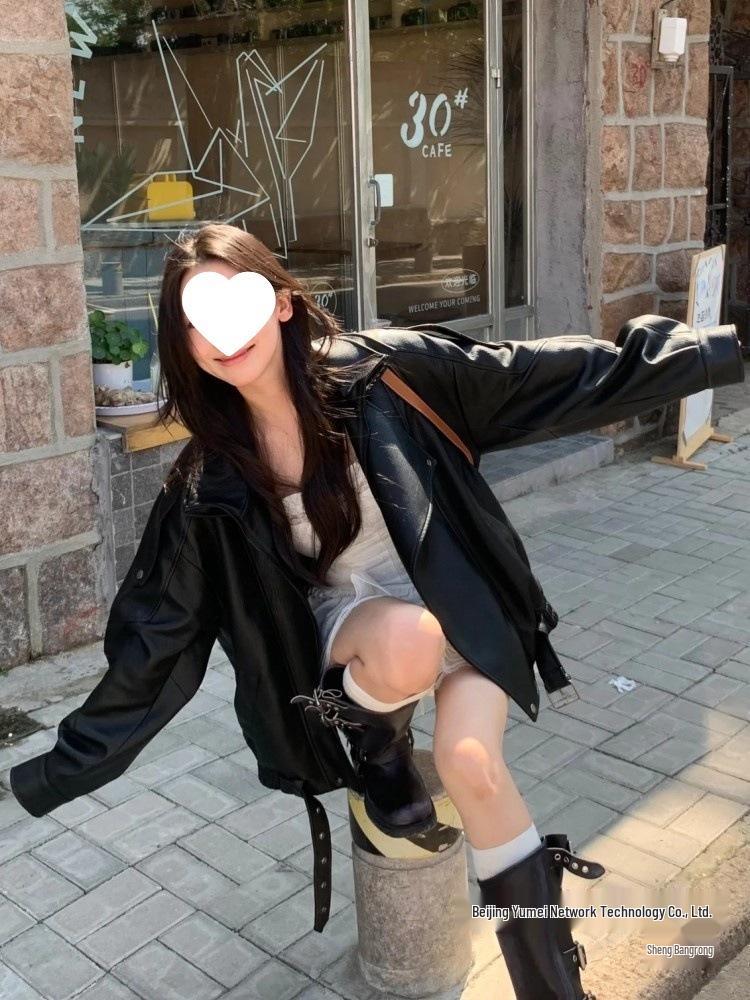 Women's Petite Cool & Sassy Leather Jacket - Trendy Spring 2025