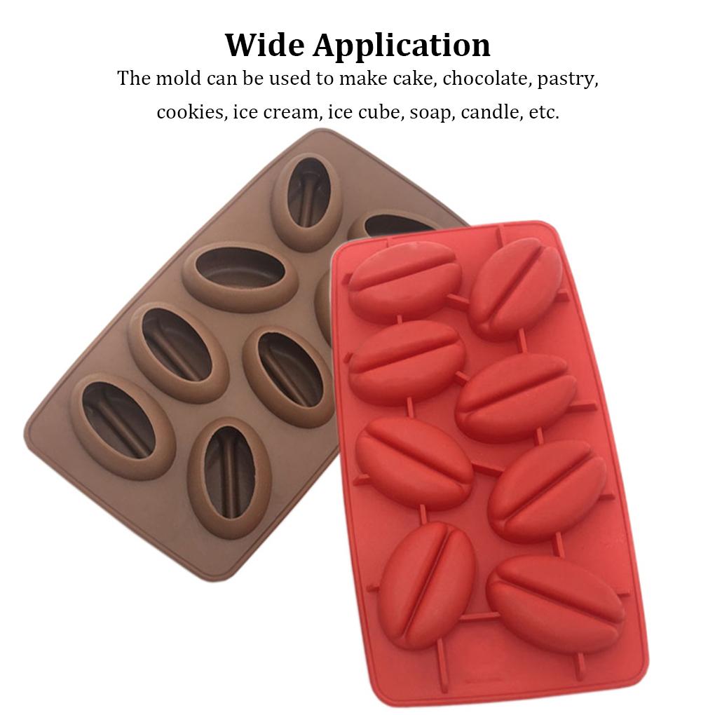 2 Pieces Coffee Bean Ice Cube Mold Chocolate Silicone Handmade Jelly Cake Multifunction Dishwasher Mould Coffee