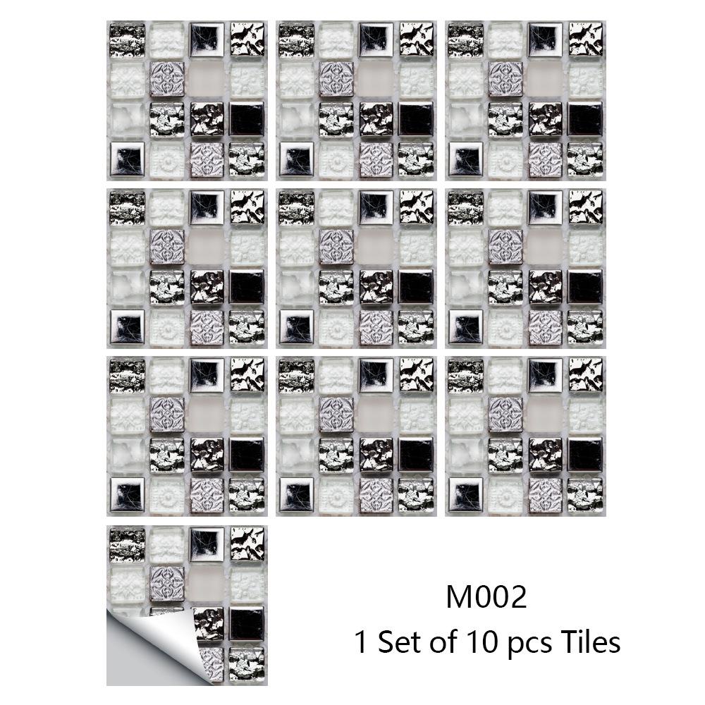 10Pcs/Set Self-Adhesive Mosaic Style Simulation Tile Wall Stickers Living Room Kitchen Bathroom Beautiful Seam Stickers Home Decorating Supplies