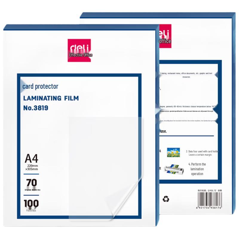 Deli Transparent A4 Laminating Pouches (100 Sheets)