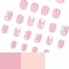 24pcs Spring Flower Wearing Armor Simple French White Nail Art Short Medium Rectangular Fake Nail Removable Nail Plate