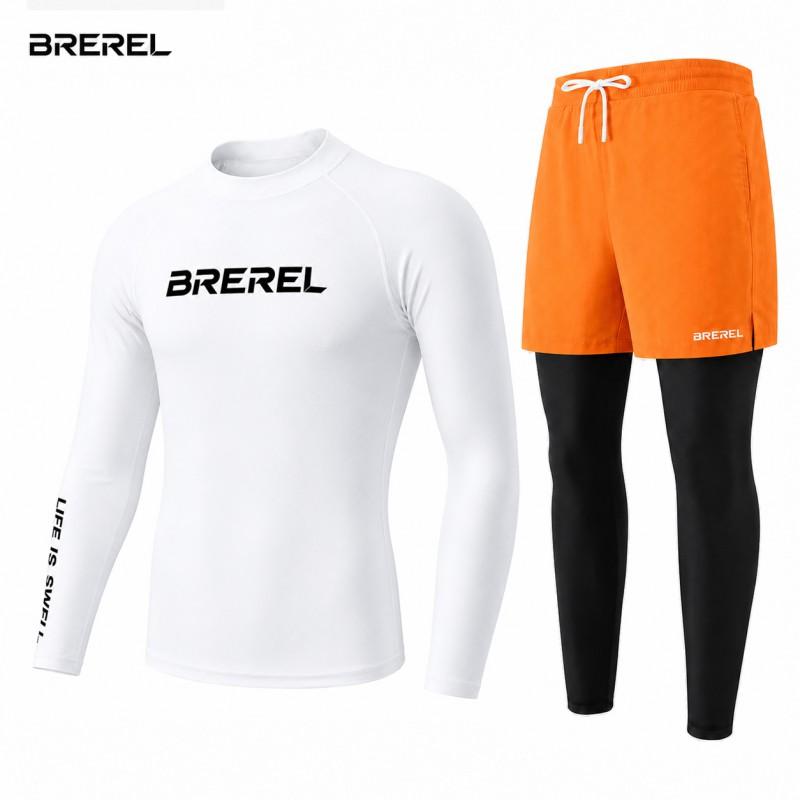 Heren UV-Bescherming Rash Guard Set Lange Mouw Zwemshirt Sneldrogende Boardshorts Snorkelen Surfen Kajakken