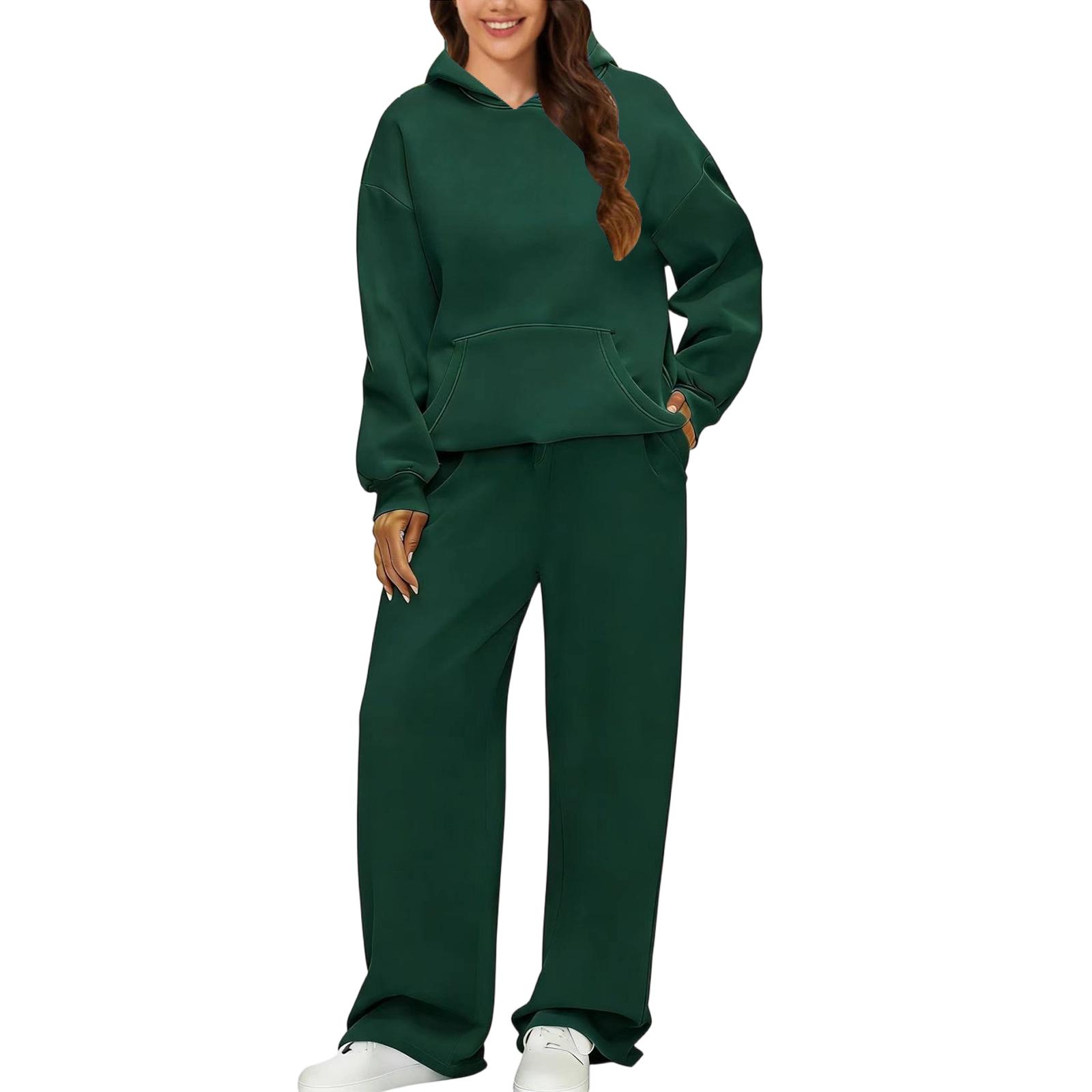 

Womens 2 Piece Outfits Hoodie Sweatsuit Sets Oversized Sweatshirt Baggy Fall Fashion Sweatpants With Pockets XL