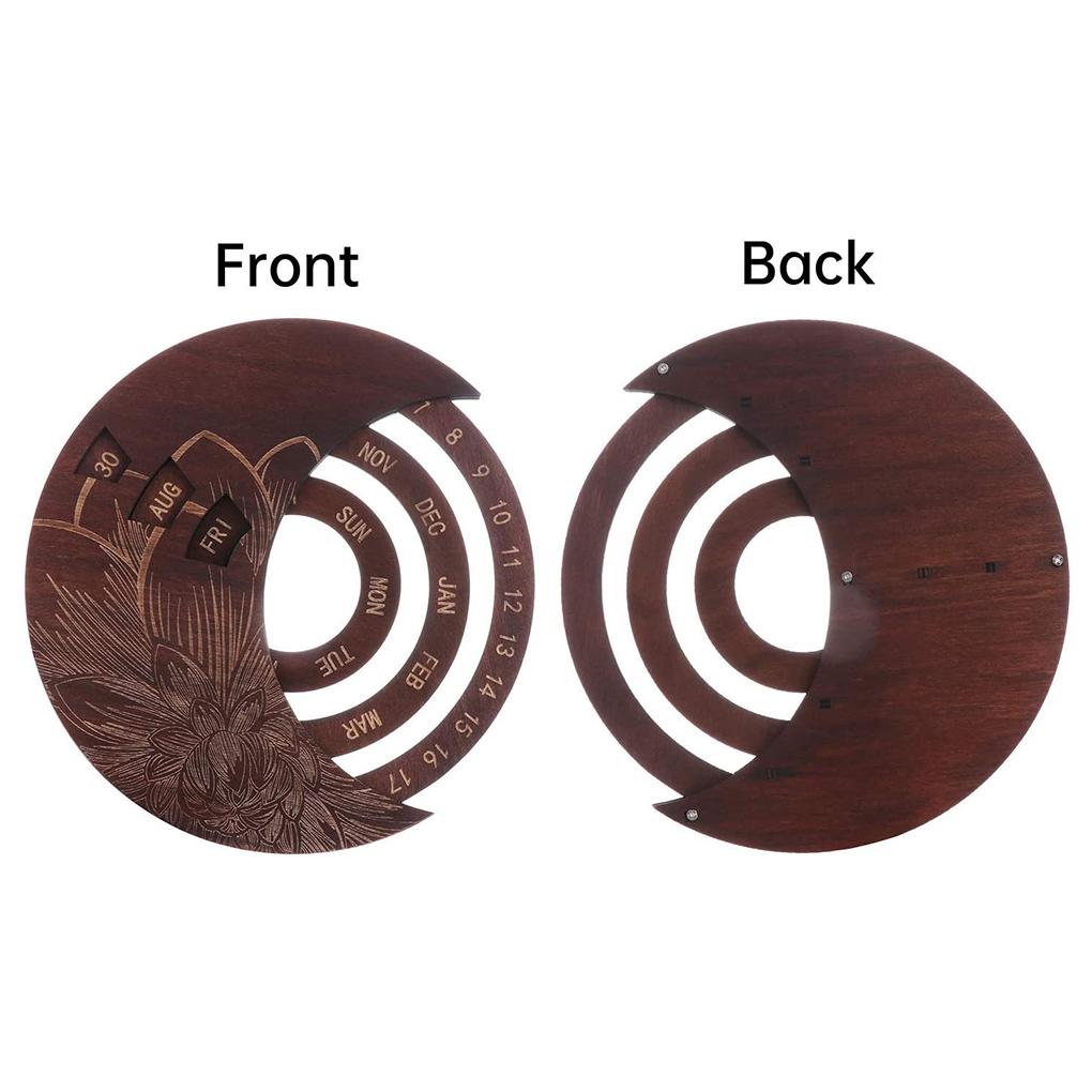 Hanging Calendar Wooden Rotatable Calendar Wall Mounted Living Room Decoration Home Supplies