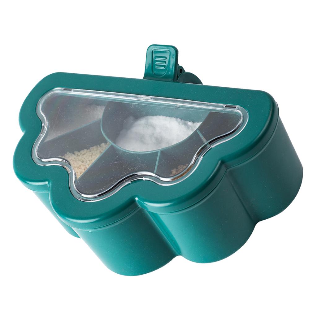6 Grids Seasoning Box with Clear Lid Multifunctional Space Saving Handheld Seasoning Box with 6 Scoo