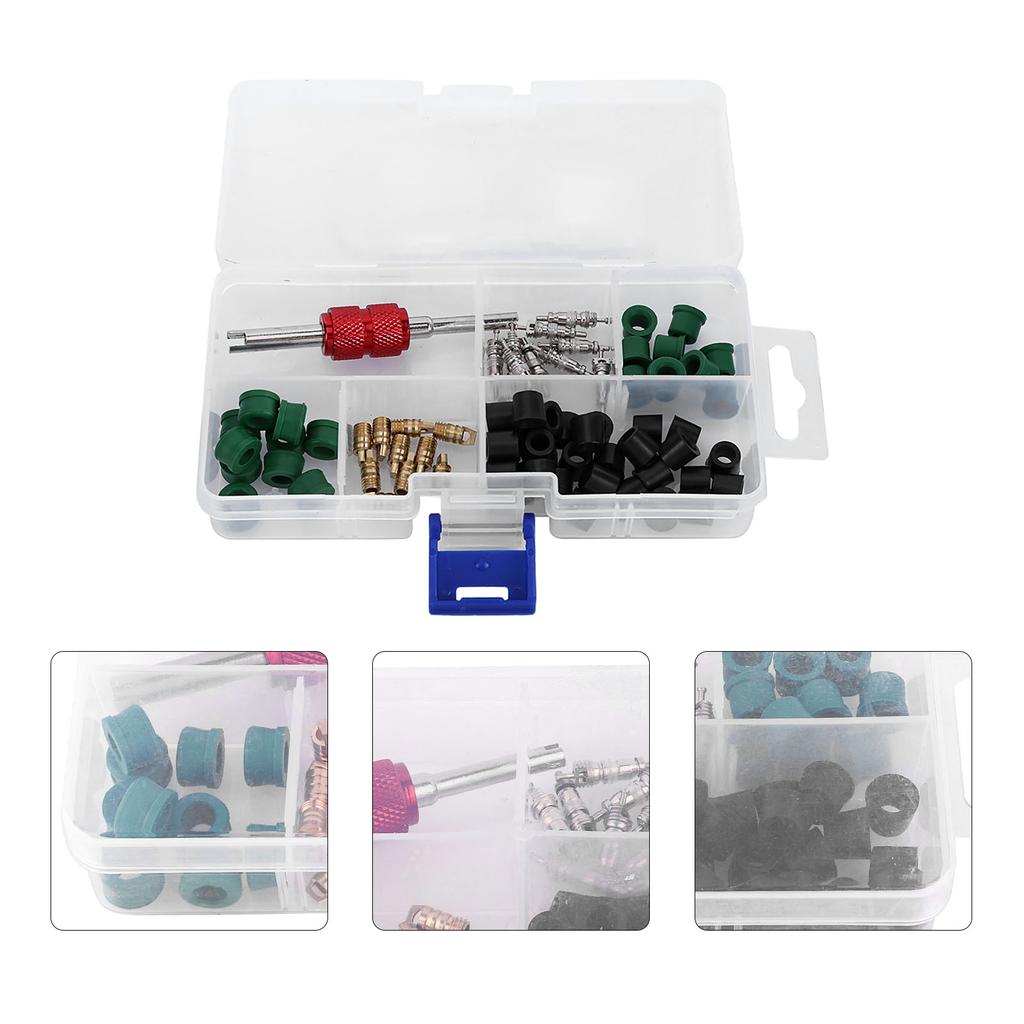 71pcs Air Condition Repair Kit  Repair Tool 10pcs Valve Cores 50pcs Hose Gaskets 10pc Valves