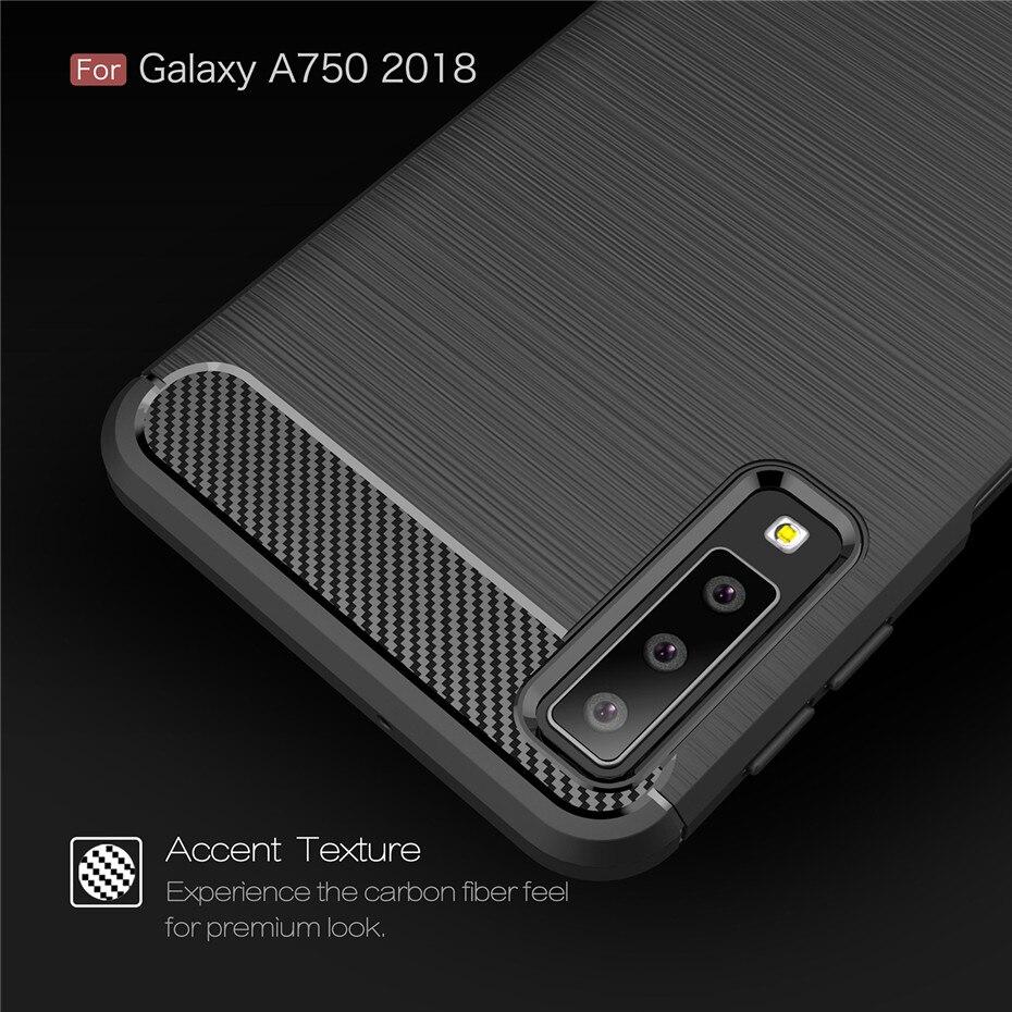 Silicone Case For Samsung Galaxy A7 2018 A750 Carbon Fiber Soft TPU Cover Fitted Conque For Samsung Galaxy A7 2018 Case Silicone