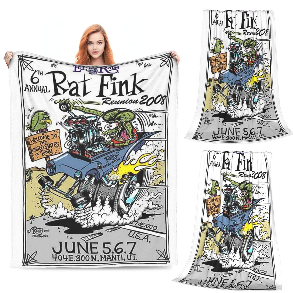 

Tales Of The Rat Fink Anime Blankets Soft Warm Flannel Throw Blanket Bedding for Bed Living room Picnic Travel Home Sofa 80x120cm
