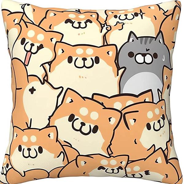 Super Cute Cartoon Linen Pillow Case Digital Printed Cushion Sofa Bed Pillow Simple