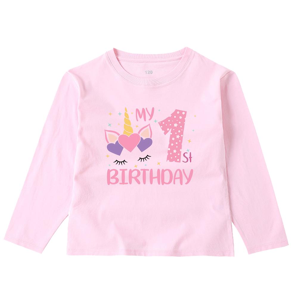 Kinder-Frühlings-Herbst-Geburtstagszahlen von 1–8 Jahren, bedrucktes, langärmliges Hemd, bedrucktes Top-Geschenk-T-Shirt für Mädchen