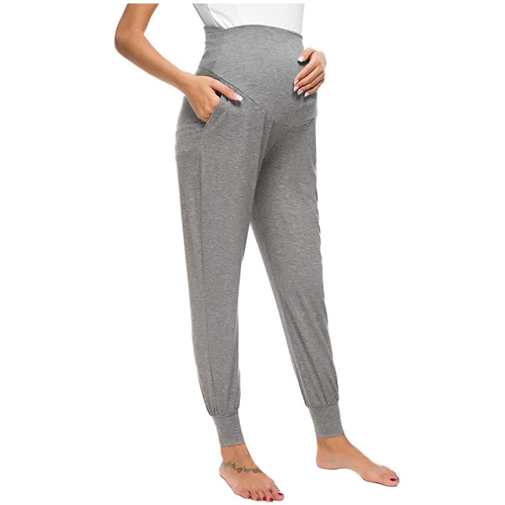 Frauen Farbe Tasche Casual Lose Bauch Unterstützung Schwangere Frauen Hosen