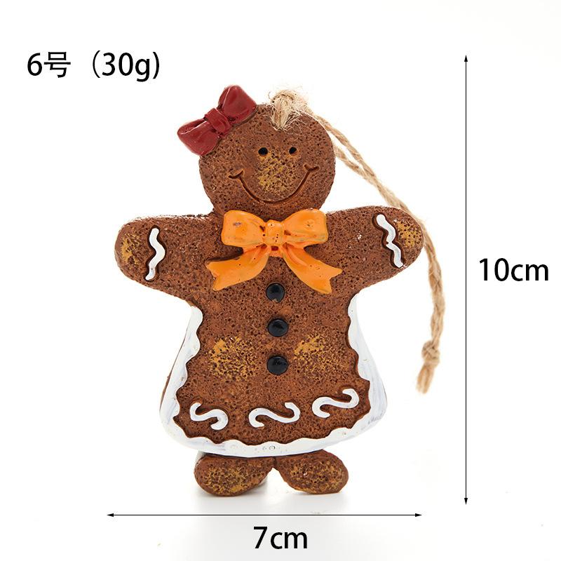1pc Christmas Gingerbread Man Resin Ornament Christmas Tree Hanging Pendant Decoration Gingerbread Figurine New Year Party Decor