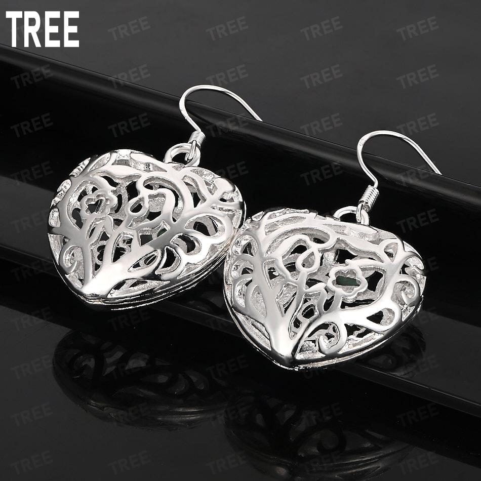 925 Sterling Silver Romantic Heart-Shaped Artistic Openwork Earrings - Stylish Evening Jewelry