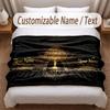 Tree of Life Theme Soft Blanket Personalized Custom Name Text Print Warm Blanket Home Sofa Bedroom Decor