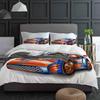 Orange Racing Car White Bedding Set 3pcs Boys Girls Duvet Cover Pillowcase Kids Adult Quilt Cover Double Bed Set Home Textile